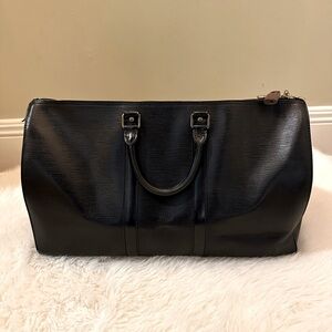 LOUIS VUITTON Epi Keepall 45 Boston Bag Black AUTHENTIC